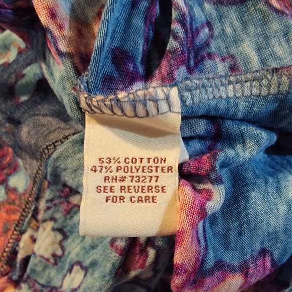 Mudd womens juniors size medium blue floral print short sleeve shirt - Picture 5 of 5